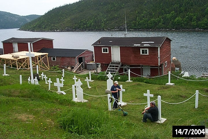 The French cemetery at Croque. The large memorial cross dedicated to the French mariners replaces an original which stood further up hill.